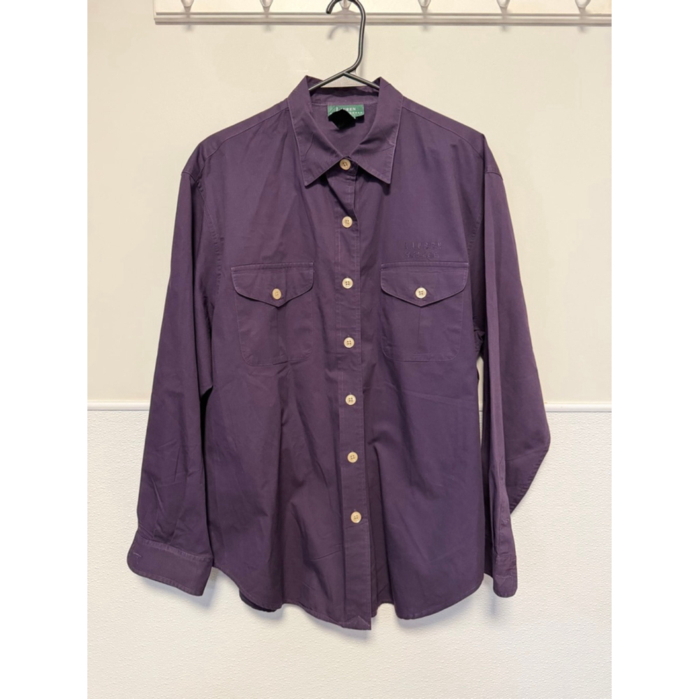 Lauren Ralph Lauren Women’s Purple Long Sleeve Button Down Shirt Large Dress Top - Picture 8 of 12